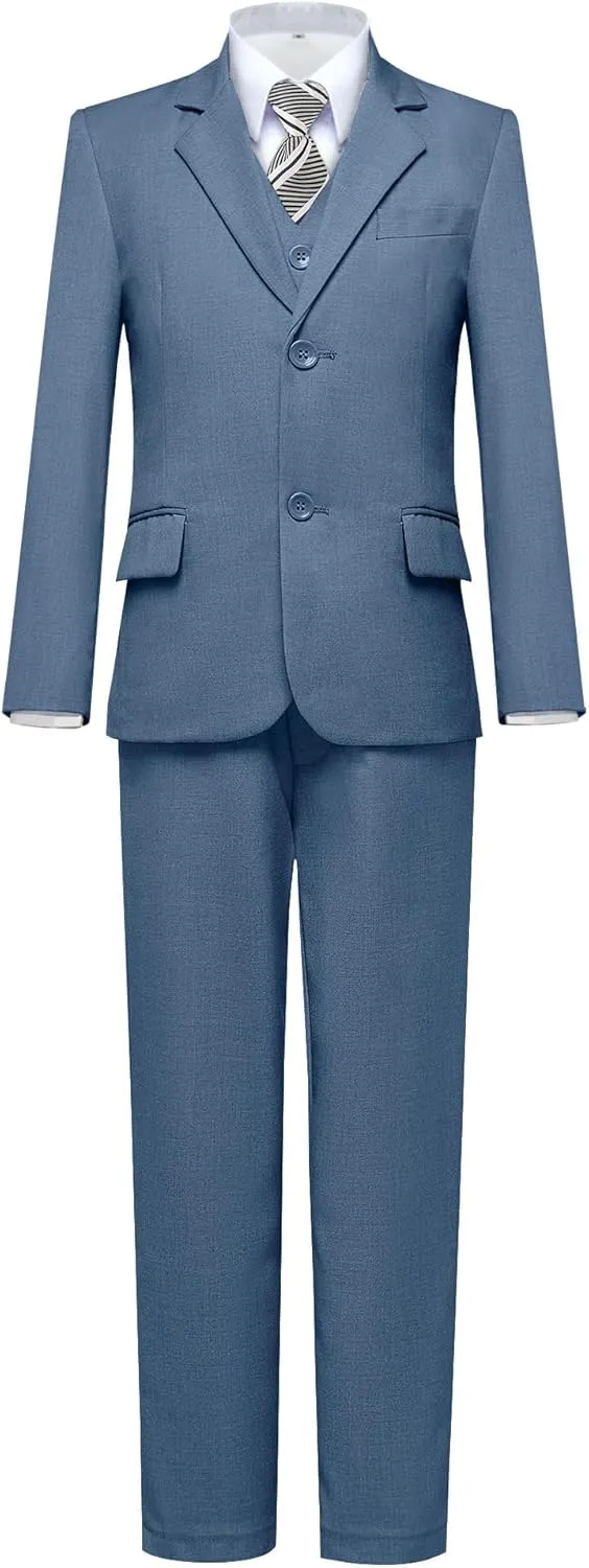 Suit for Boy Formal Slim Fit Tuxedo 5 Pieces Kids Toddler Wedding Outfit Blazer Pants Vest Set Boys Suits