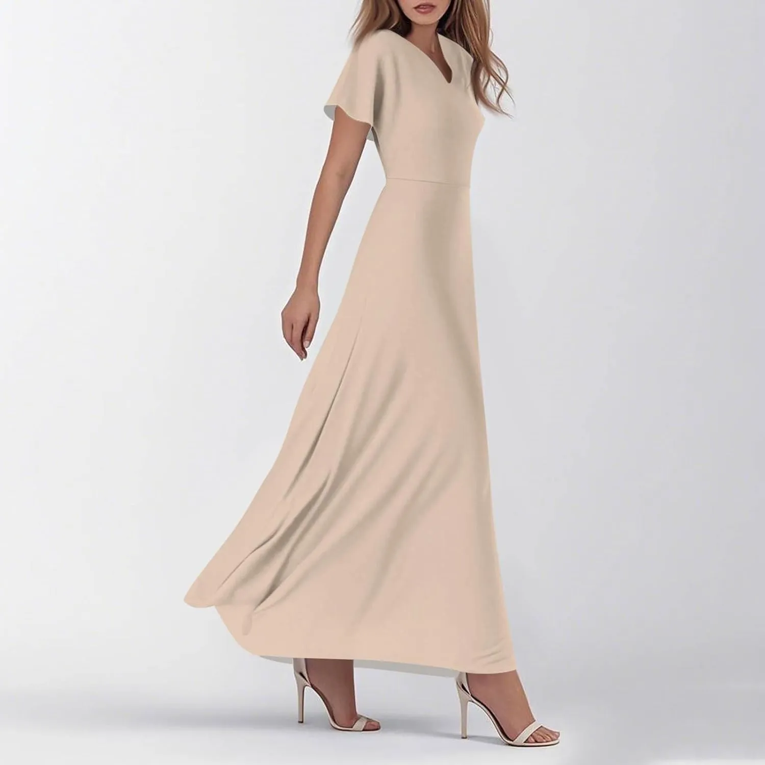 Summer Dress for Women 2025 Elegant Swing Flowy Ruffle V Neck Boho Sun Dresses Trendy Casual Vacation Long Sundresses