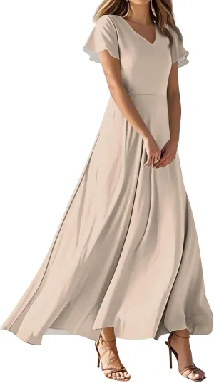 Summer Dress for Women 2025 Elegant Swing Flowy Ruffle V Neck Boho Sun Dresses Trendy Casual Vacation Long Sundresses