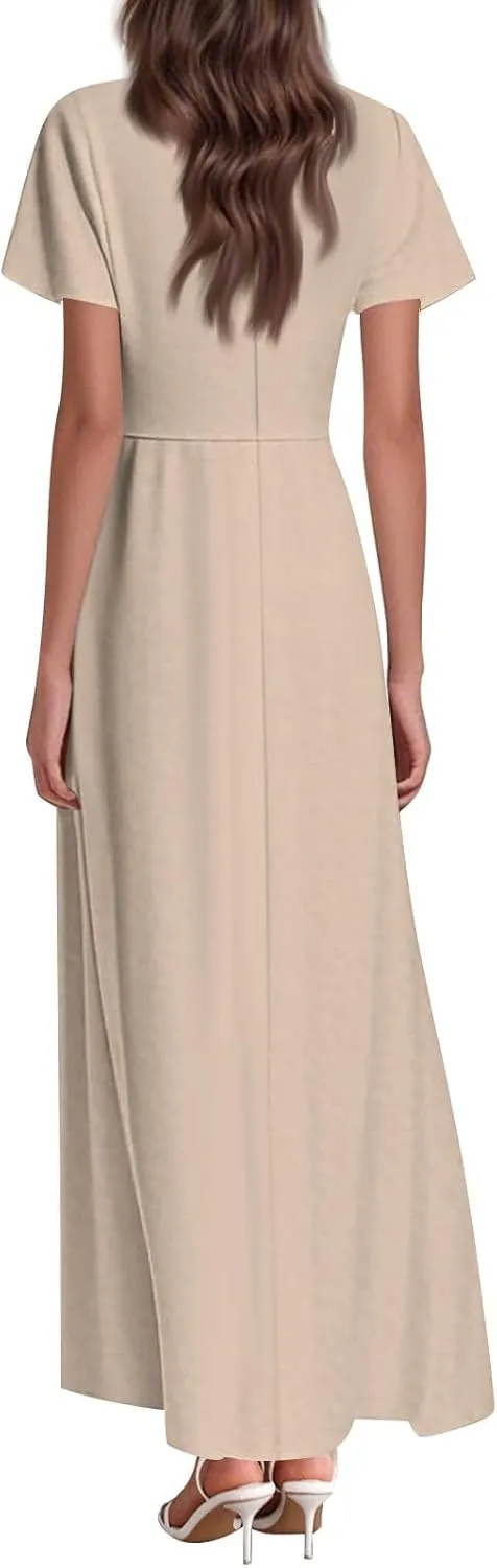 Summer Dress for Women 2025 Elegant Swing Flowy Ruffle V Neck Boho Sun Dresses Trendy Casual Vacation Long Sundresses