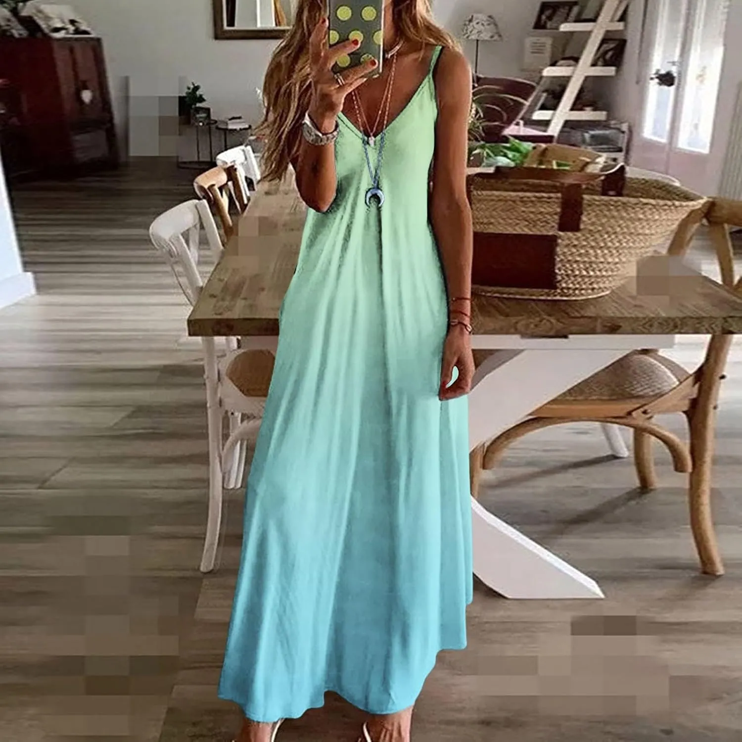 Summer Dresses for Women 2025 Casual Strappy V Neck Sleeveless Flowy Loose Long Maxi Beach Boho Dress Sundress Trendy Clothes