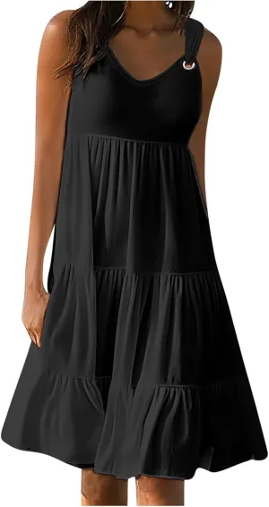 Summer Dresses for Women Vacation 2024 Trendy Beach Sleeveless Sundresses Loose Fit Casual Summer Camisole Dress