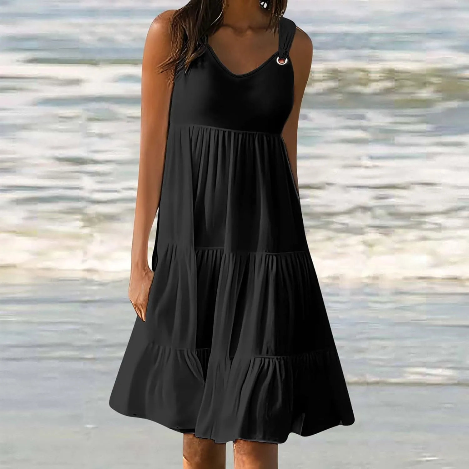 Summer Dresses for Women Vacation 2024 Trendy Beach Sleeveless Sundresses Loose Fit Casual Summer Camisole Dress