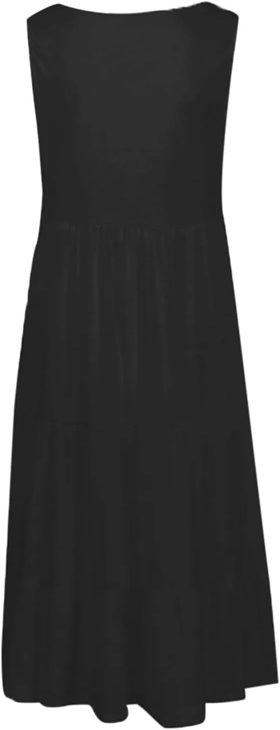 Summer Dresses for Women Vacation 2024 Trendy Beach Sleeveless Sundresses Loose Fit Casual Summer Camisole Dress