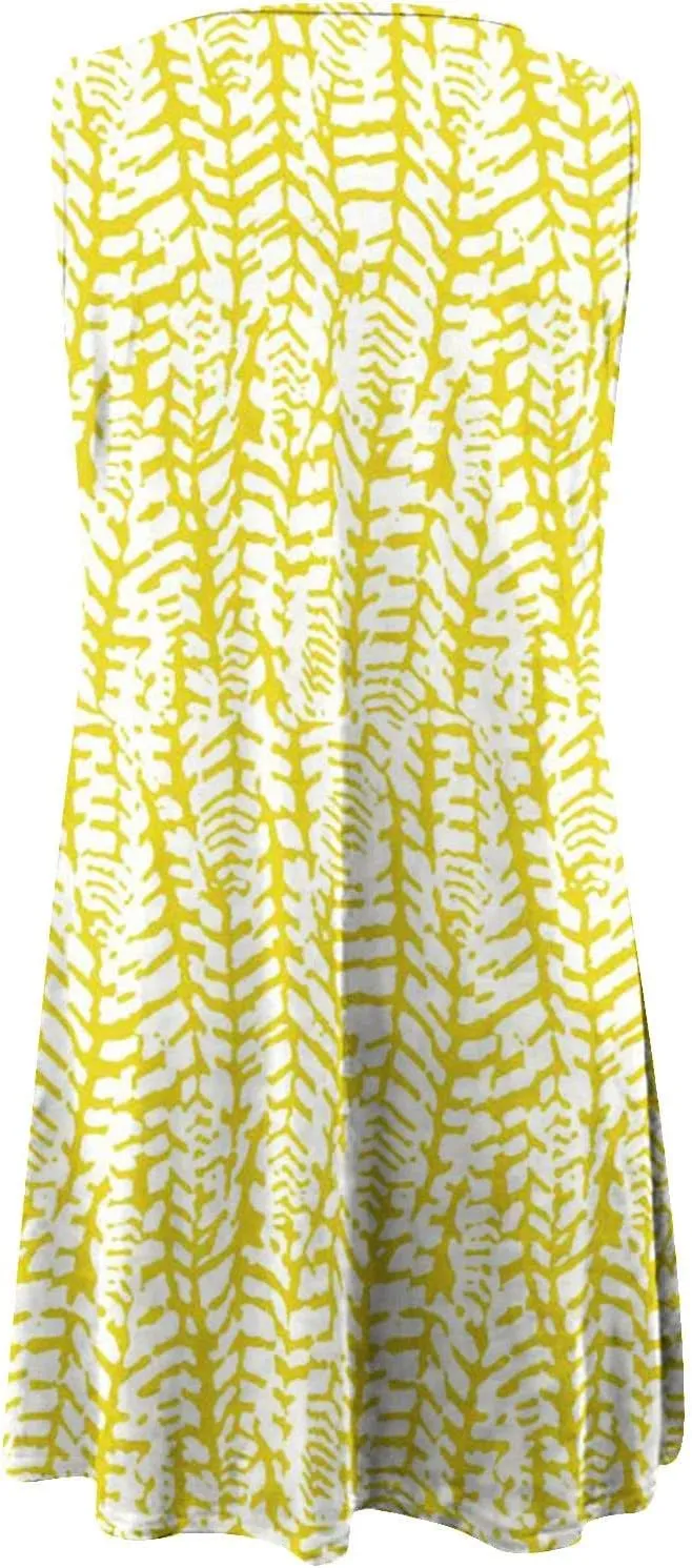 Sun Dresses for Women 2025 Vacation Sleeveless Floral Mini Dress O-Ring Neck Swing Flowy Sundress Beach Clothes