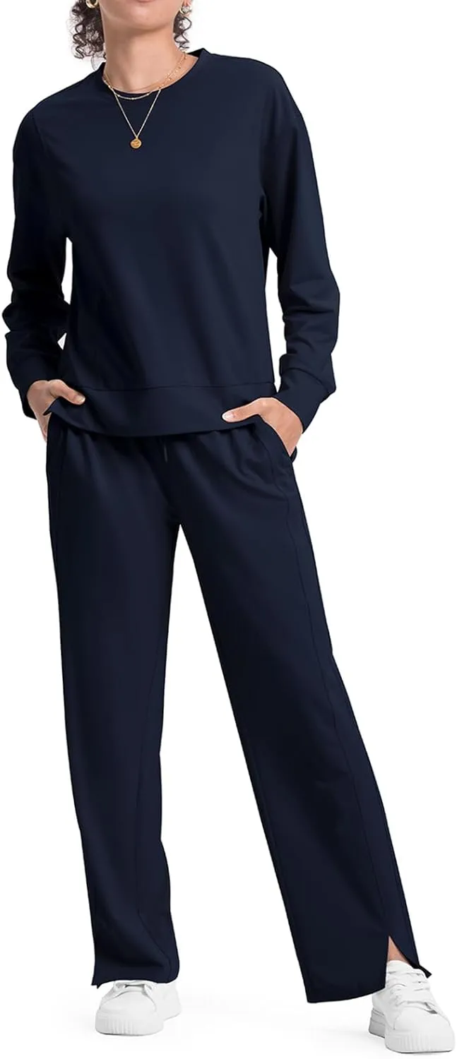 TBMPOY Womens Sweatsuit Casual Travel Outfits 2 Piece Sweat Track Suit Sweatpants Lounge Long Sleeve Airport Fall Set