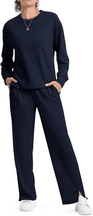 TBMPOY Womens Sweatsuit Casual Travel Outfits 2 Piece Sweat Track Suit Sweatpants Lounge Long Sleeve Airport Fall Set