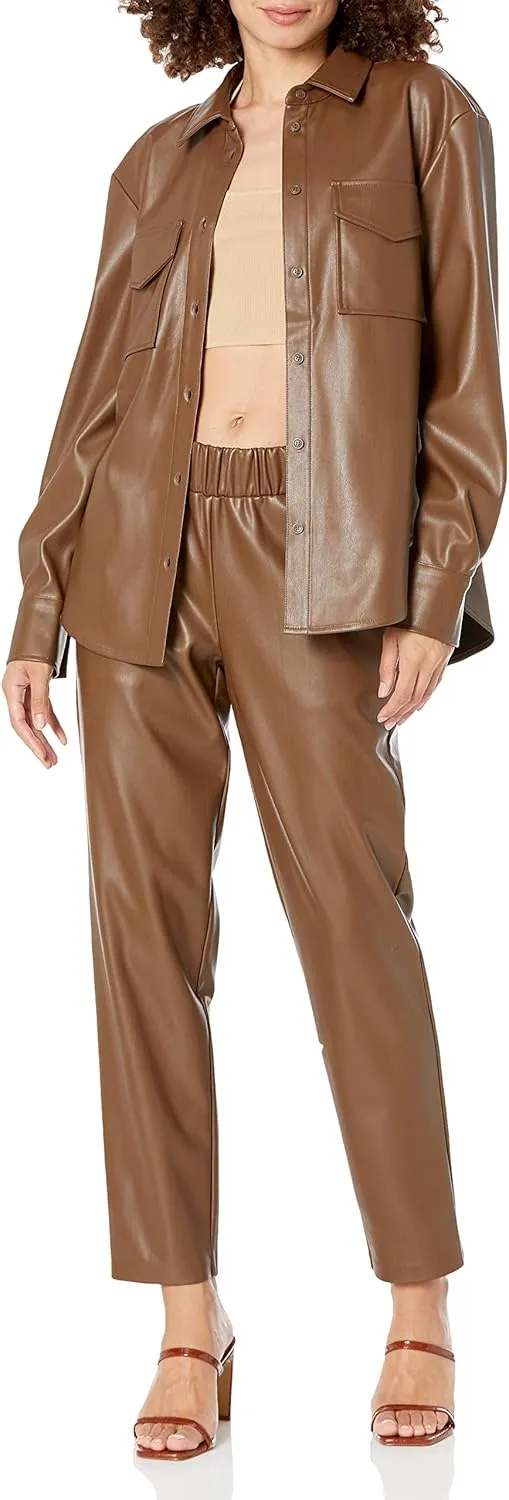 The Drop Women's @Lisadnyc Vegan Leather Pull-on Jogger