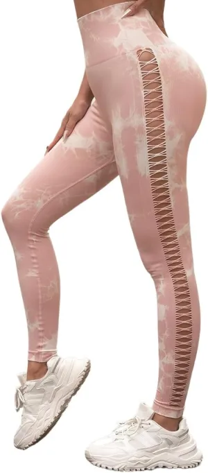 Tie Dye Sexy Leggings for Women High Waist Yoga Pants, Scrunch Butt Lifting Elastic Tights