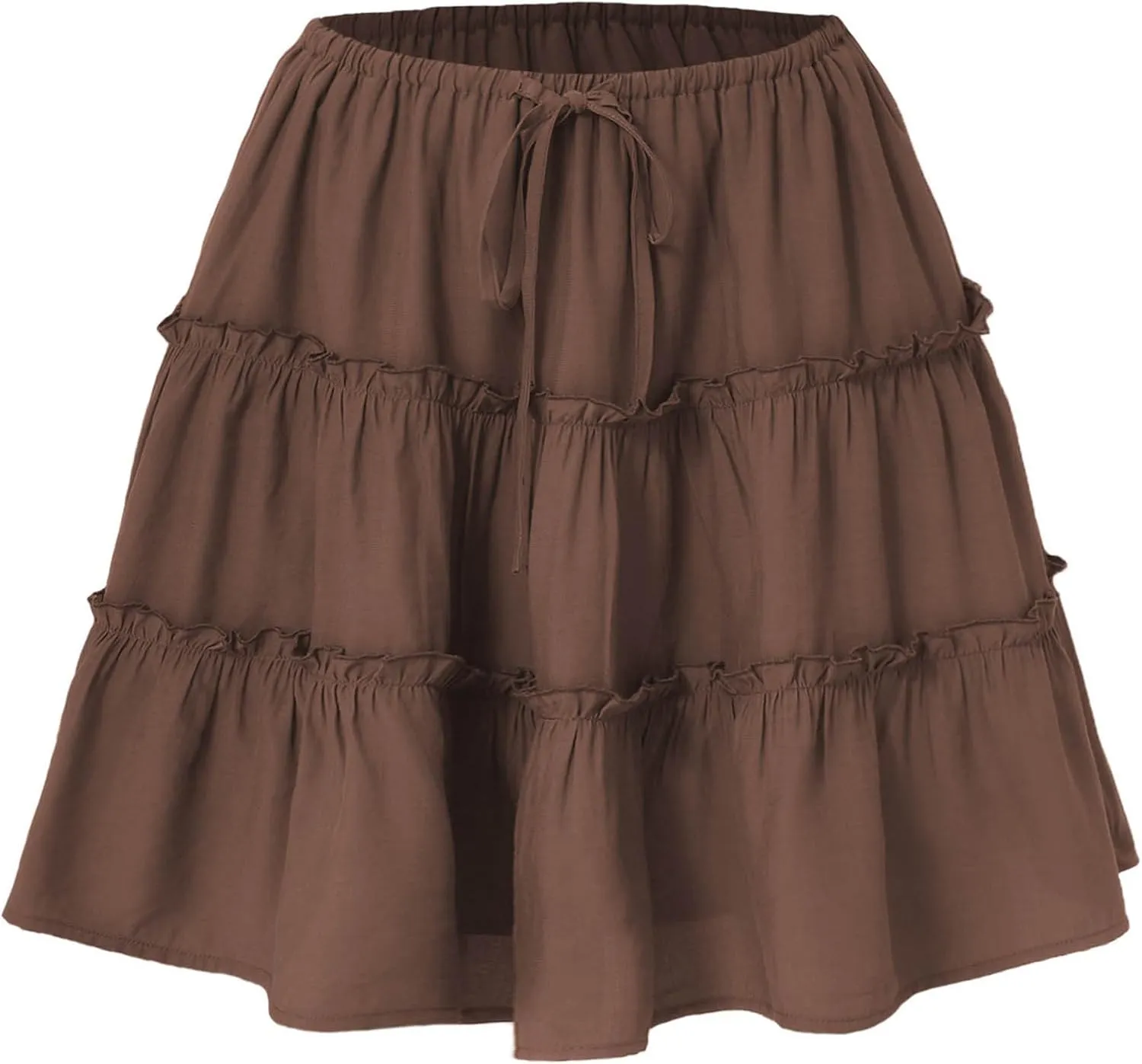 TUNUSKAT Womens Summer Flowy Mini Skirts 2025 Trendy Ruffle Tiered Boho Skorts Cute Elastic High Waisted A Linen Short Skirt