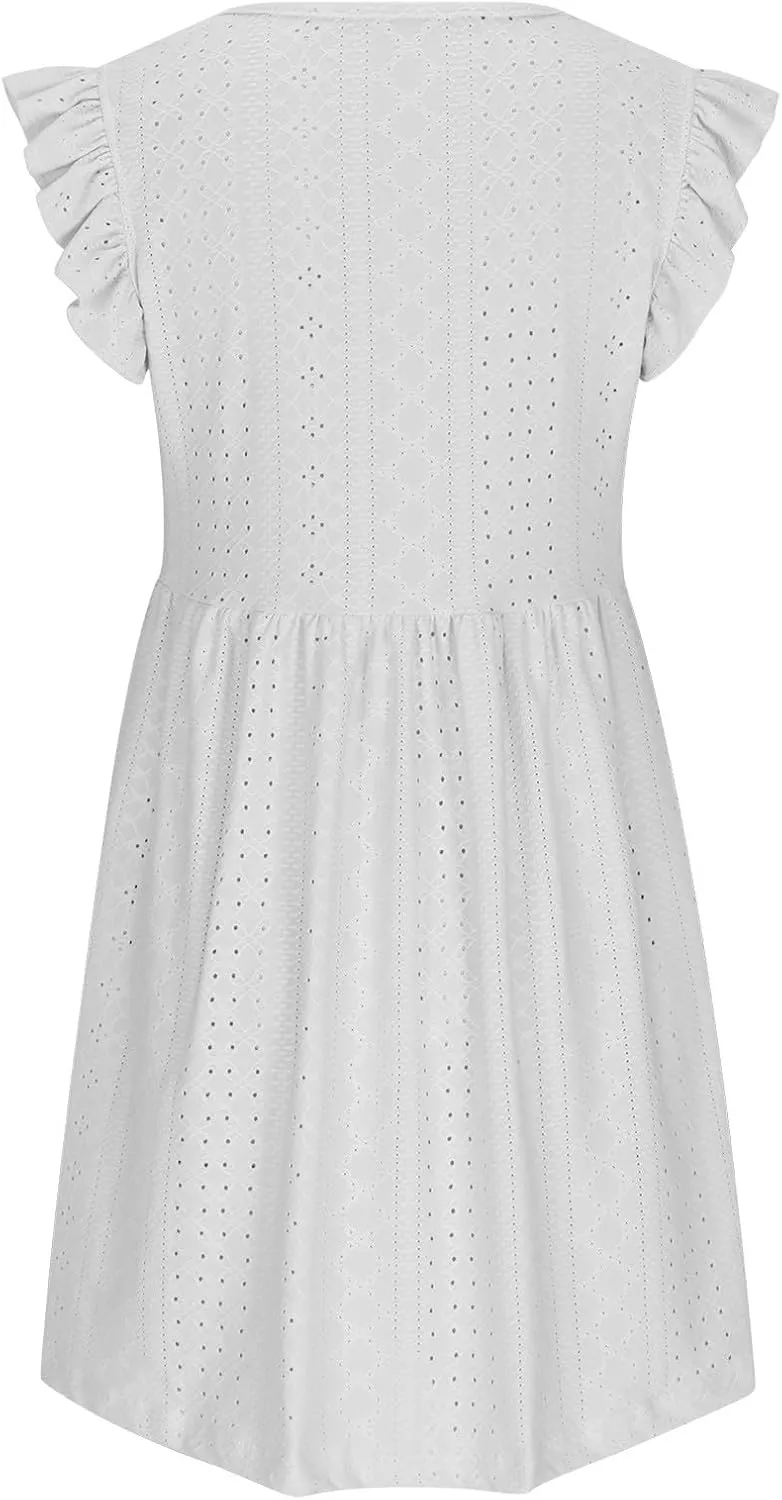 Vacation Dresses for Women 2025 Wedding Guest Mini Dresses 2025 Casual V Neck Ruffle Dress Summer Vacation Sundress