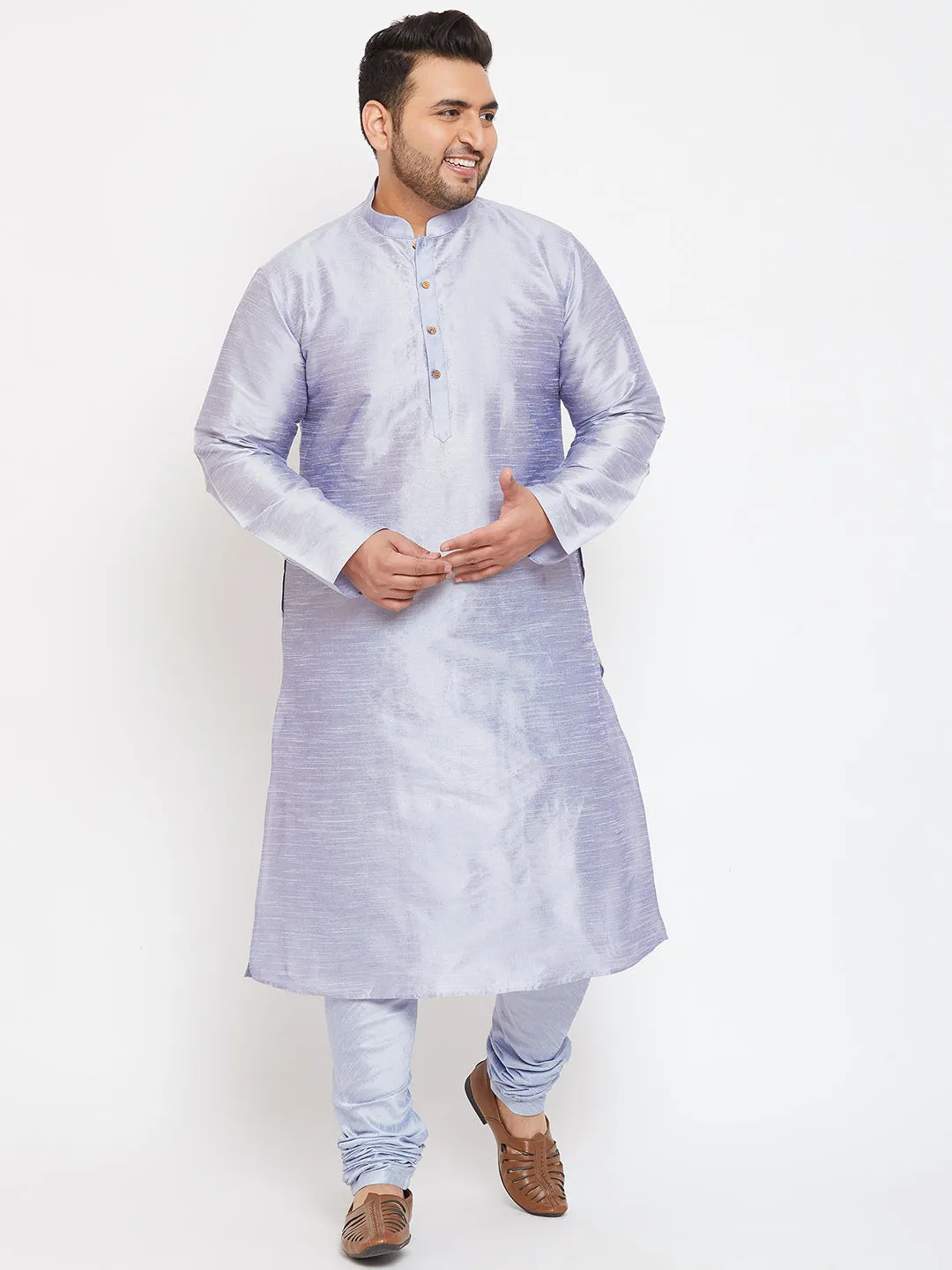 VASTRAMAY Lavender Silk Blend Kurta Set