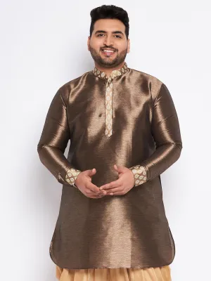 Vastramay Men's Gold Silk Blend Kurta