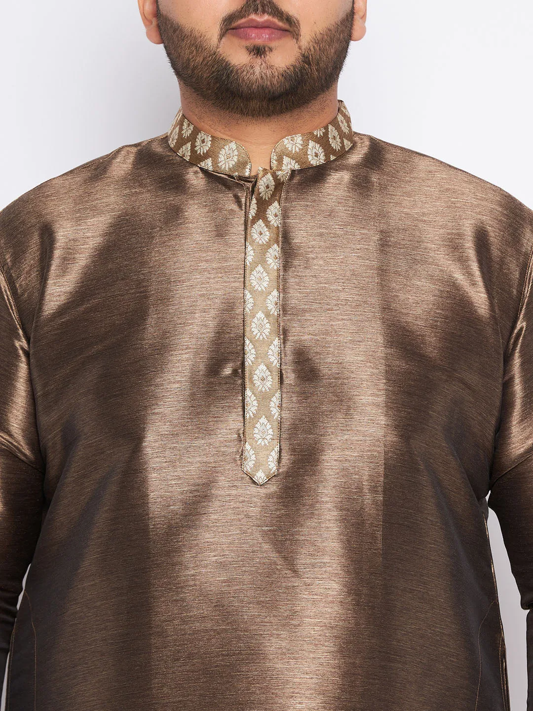 Vastramay Men's Gold Silk Blend Kurta