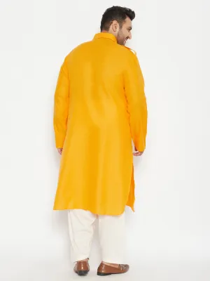 Vastramay Men's Mustard Cream Pathani Set