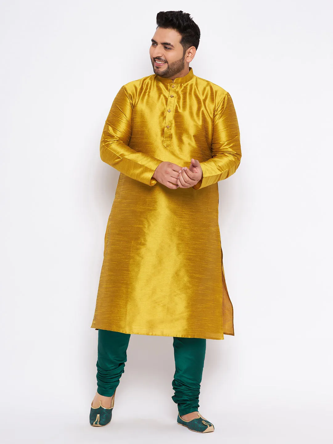 Vastramay Mustard Silk Blend Kurta Set