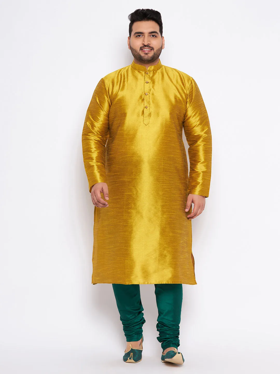 Vastramay Mustard Silk Blend Kurta Set