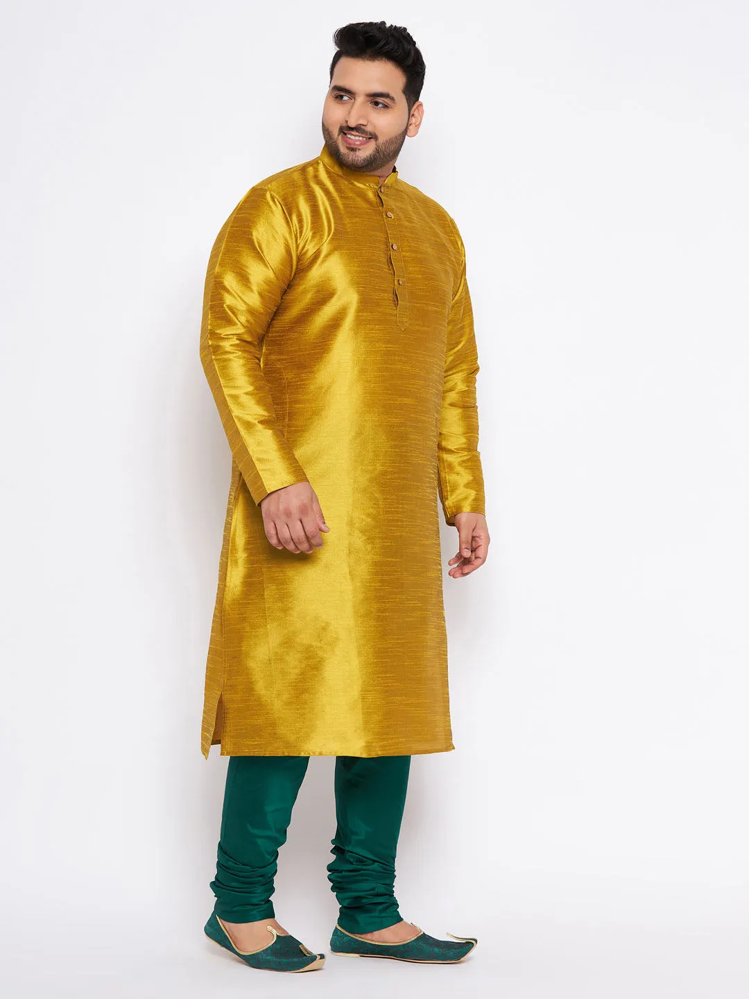 Vastramay Mustard Silk Blend Kurta Set