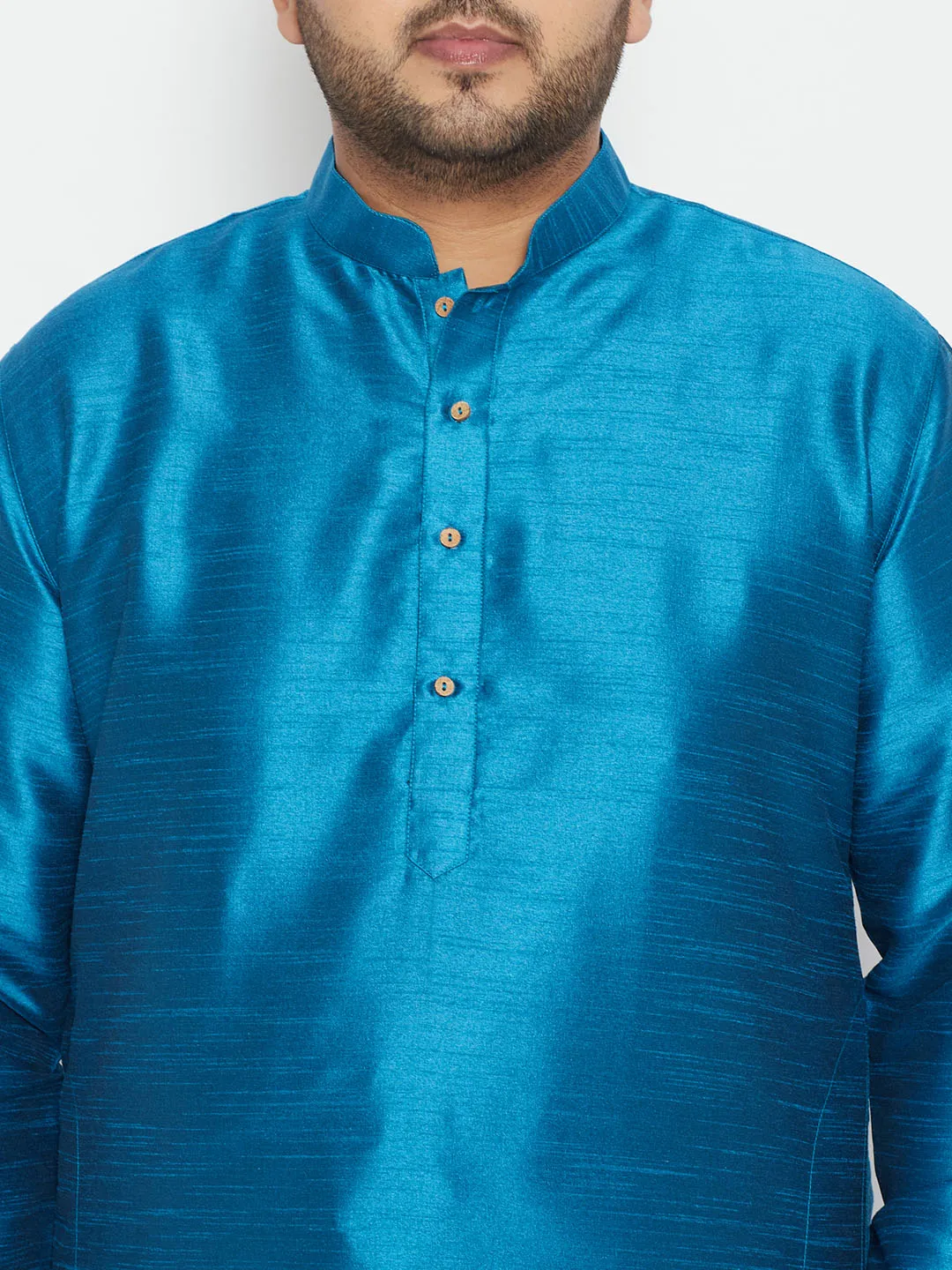 Vastramay Turquoise Silk Blend Kurta Pyjama Set