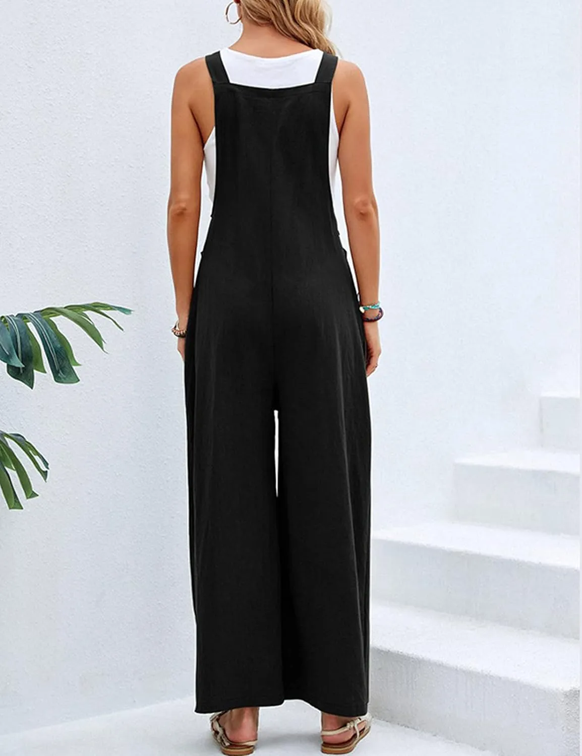 Wide Leg Jumpsuit for Women Spring Summer Casual Loose Bib Overalls Palazzo Pants Rompers Jumpsuits