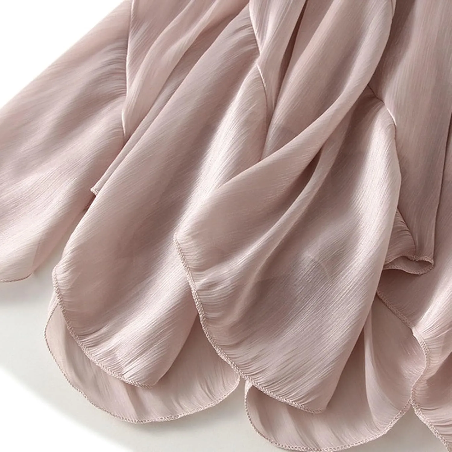 Women Handkerchief Hem Midi Skirt Pleated Lightweight A-line Fairy Tiered Ruffle Casual Skirt Wear to Homecoming