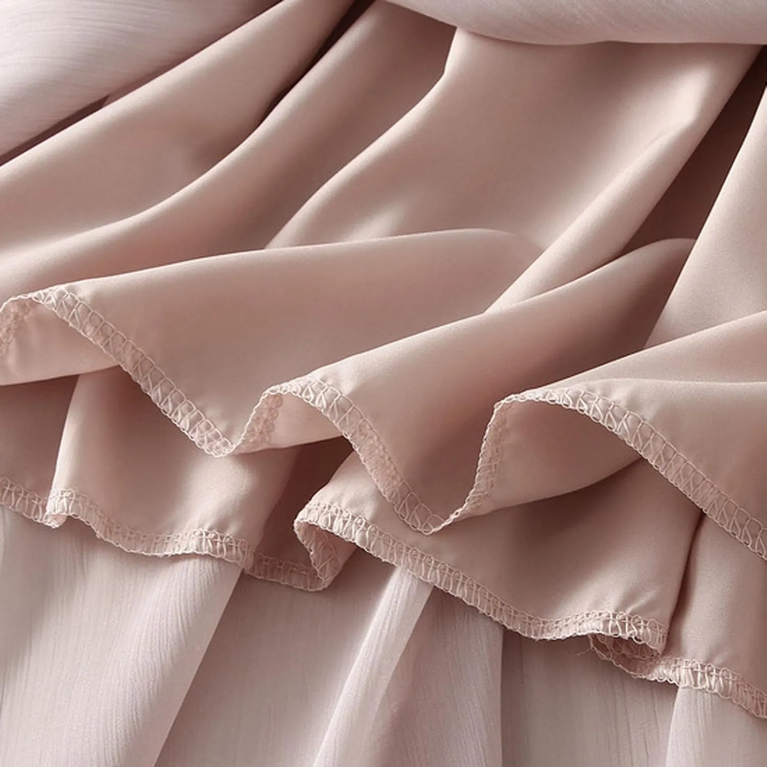 Women Handkerchief Hem Midi Skirt Pleated Lightweight A-line Fairy Tiered Ruffle Casual Skirt Wear to Homecoming