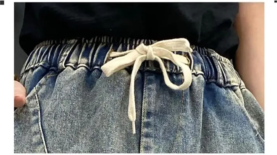 Women Retro Embroidered Denim Skirt Loose High Waisted Jeans Skirt A Line Denim Skirts