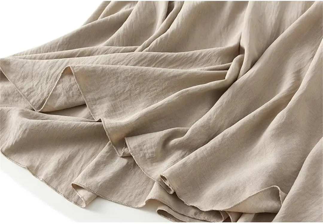 Women Spring Summer Fashion Basic Long Skirt Korean High Waist Casual Midi A-Line All-Match Skirt