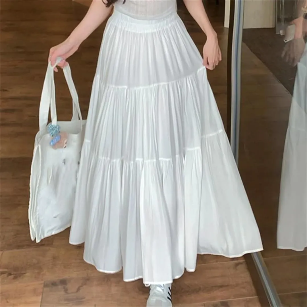 Women Summer Loose Long Skirts for A Line Cake Skirt Woman Fashion Midi Skirt Ladies