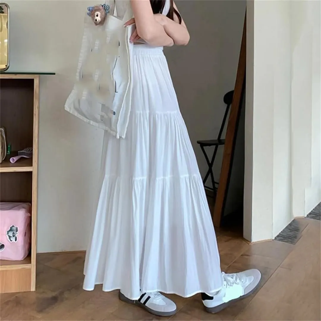 Women Summer Loose Long Skirts for A Line Cake Skirt Woman Fashion Midi Skirt Ladies