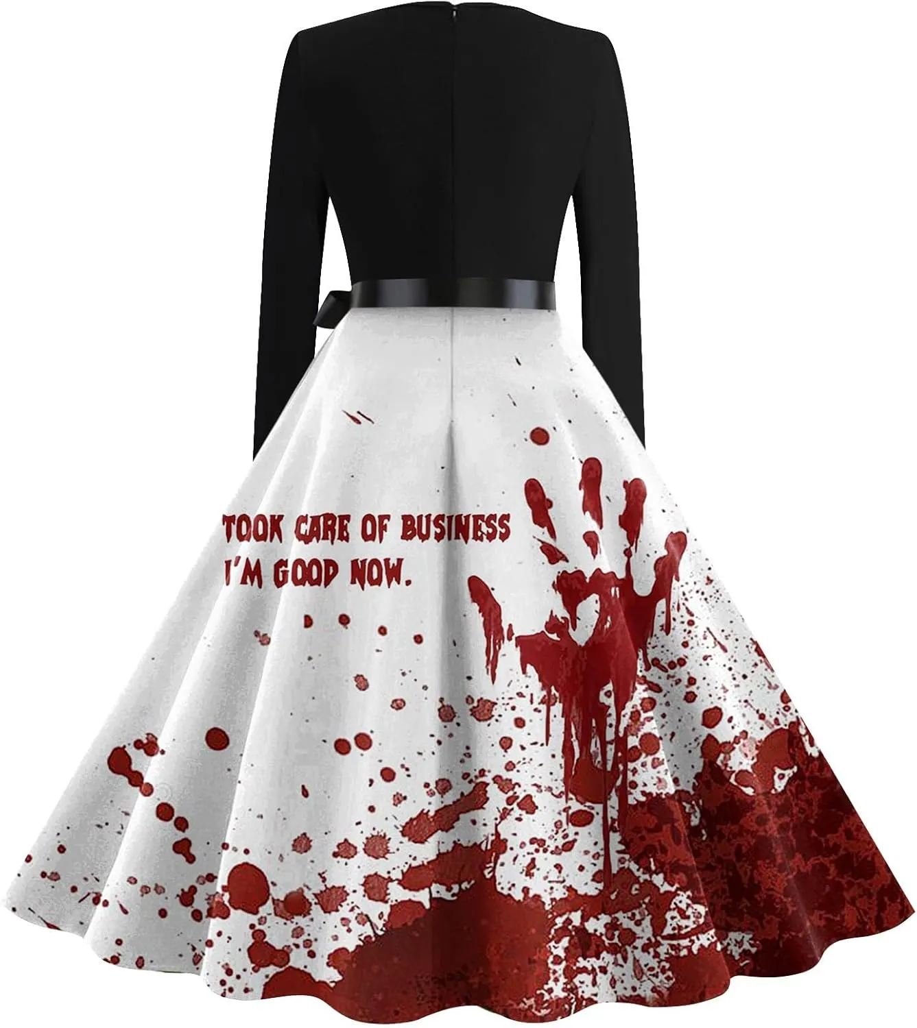 Womens 2024 Casual Long Sleeve Plus Size Fashion Loose Halloween Graphic Printed Vintage Dresses