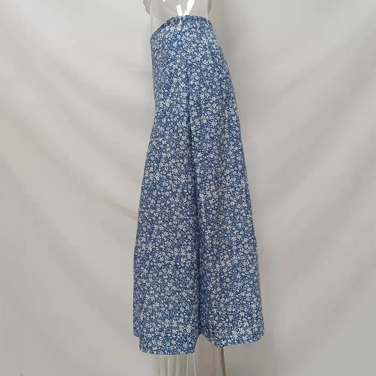 Womens Boho Floral Skirt with Slit Summer Beach Flowy Midi Skirts Sexy High Waisted A-Line Skirts Casual Wraps Skirt Dresses