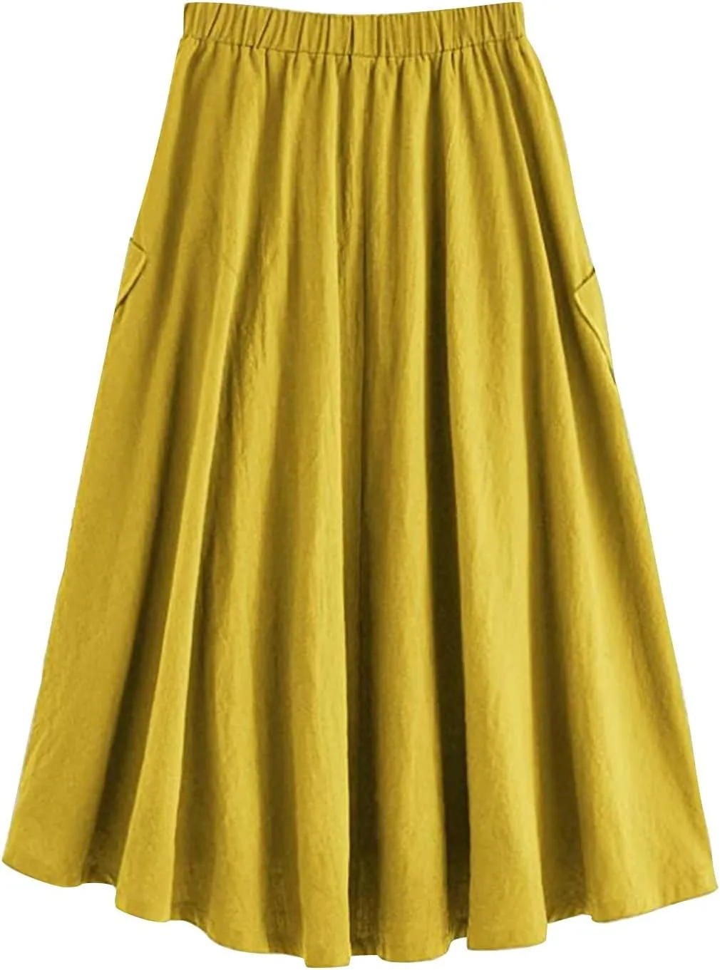 Women's Casual High Waist Pleated A Line Midi Skirt with Pocket Fashion Skirts for Women 2024 Trendy