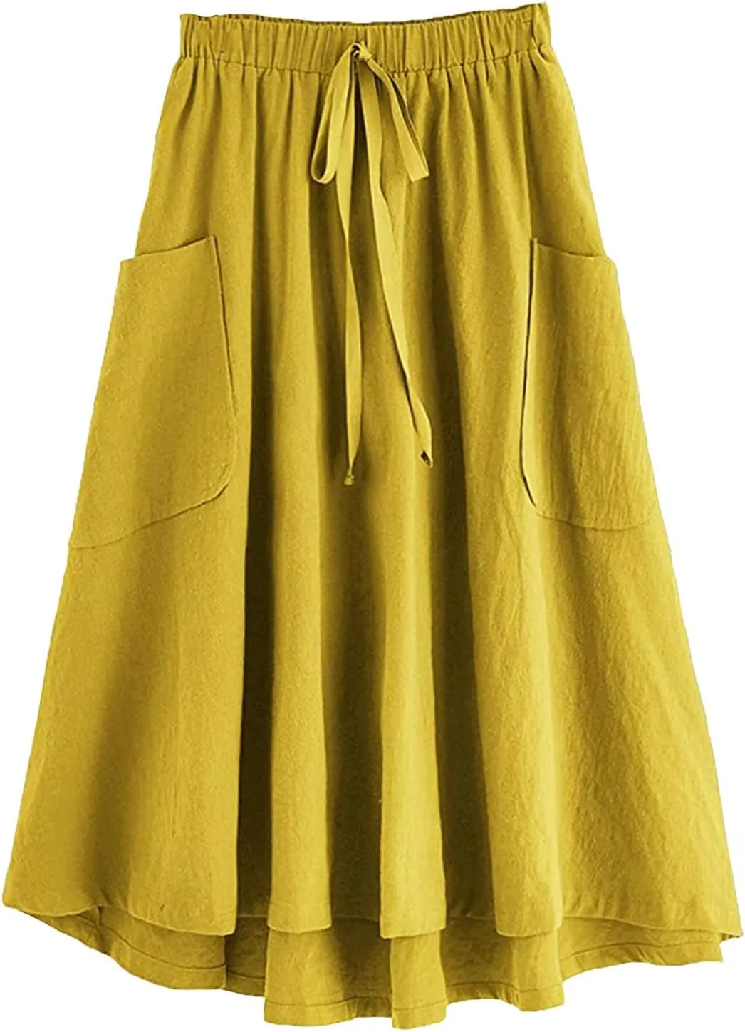 Women's Casual High Waist Pleated A Line Midi Skirt with Pocket Fashion Skirts for Women 2024 Trendy
