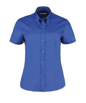 Womens corporate Oxford blouse short-sleeved (tailored fit) | Royal