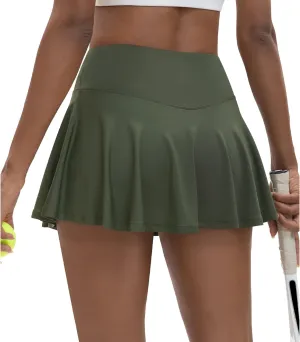 Women's High Waisted Pleated Tennis Skirts with Pockets Inner Shorts Lightweight Athletic Golf Skorts for Women