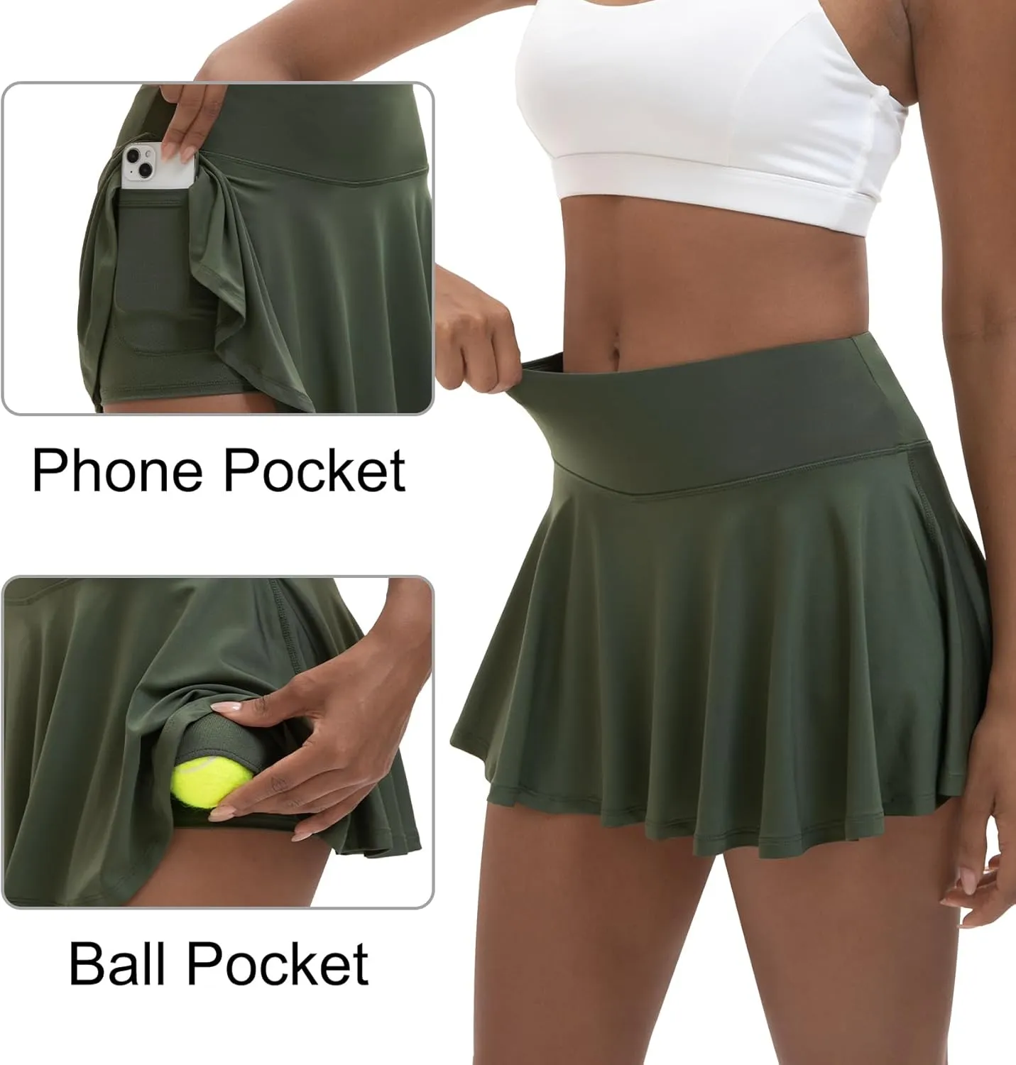 Women's High Waisted Pleated Tennis Skirts with Pockets Inner Shorts Lightweight Athletic Golf Skorts for Women