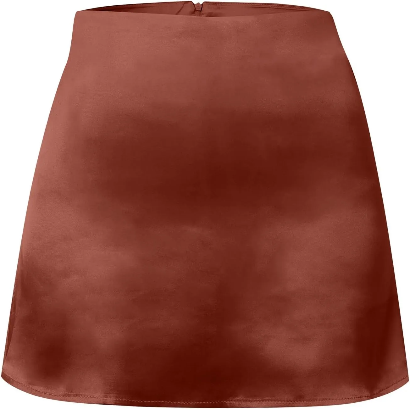 Women's Mini Skirts Casual High Waisted Stain Silk A-Line Zipper Fall Short Skirt Rave Festival Party Skirts
