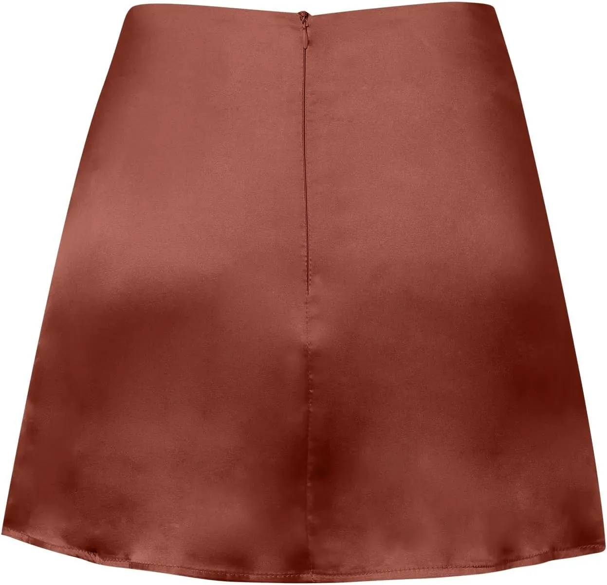 Women's Mini Skirts Casual High Waisted Stain Silk A-Line Zipper Fall Short Skirt Rave Festival Party Skirts