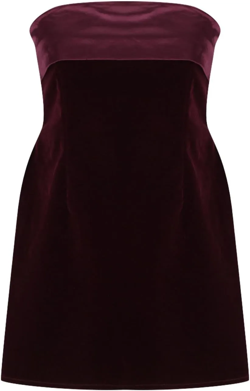 Women's Sexy Strapless Bodycon Mini Dress Velvet Off Shoulder A-Line Tube Top Dress Cocktail Evening Party Dresses