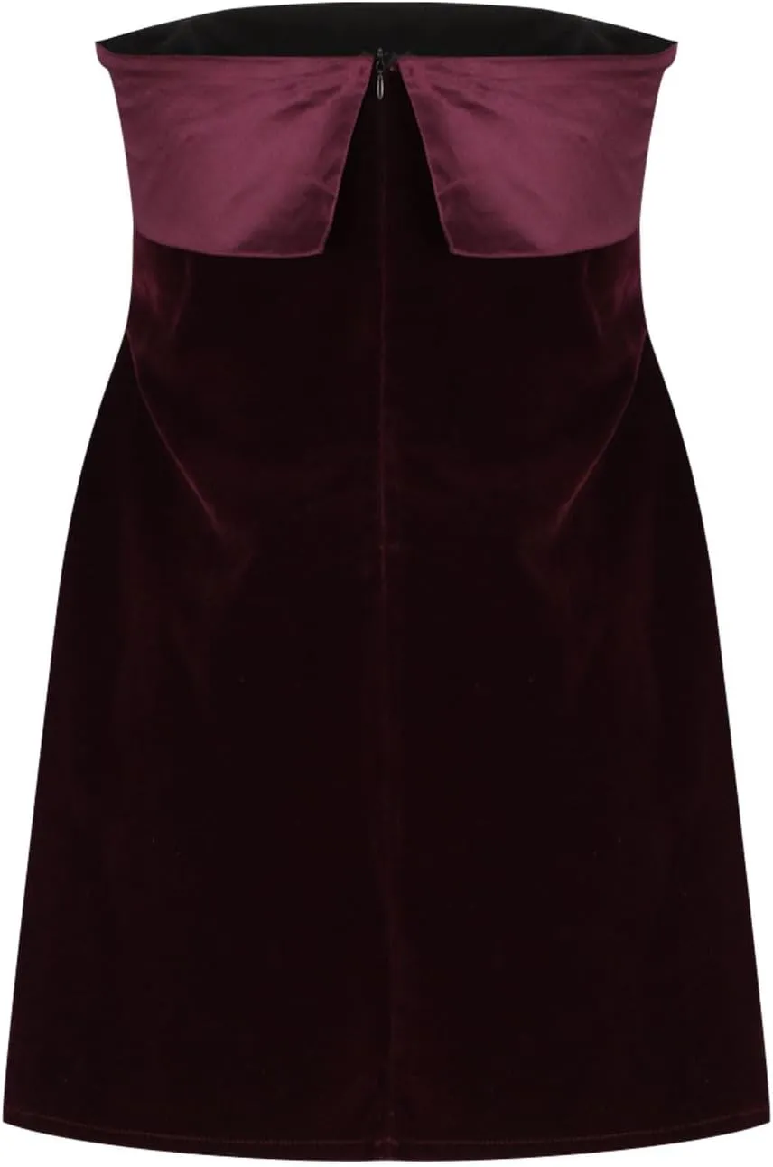 Women's Sexy Strapless Bodycon Mini Dress Velvet Off Shoulder A-Line Tube Top Dress Cocktail Evening Party Dresses