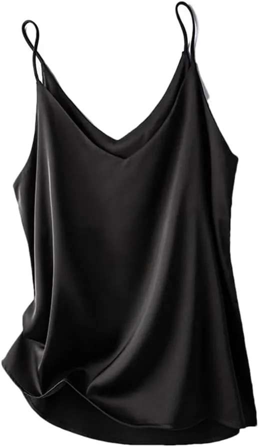 Women's V-Neck Solid Color Casual Simple Base Camisole Satin Classic Plus Size Sleeveless Camisole
