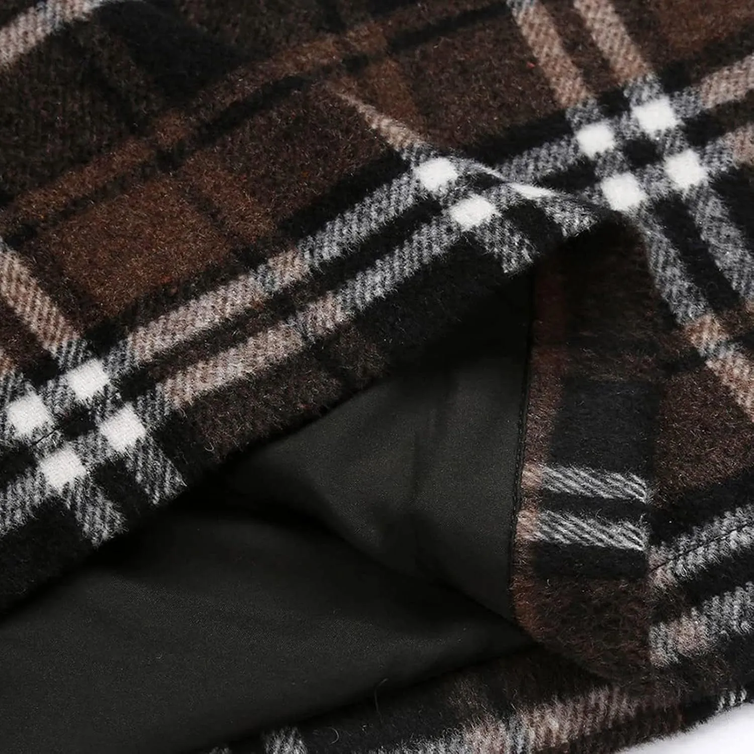 Womens Wool Plaid Mini Skirt Fall Winter High Waisted Bodycon Pencil Skirt Outfits for Women