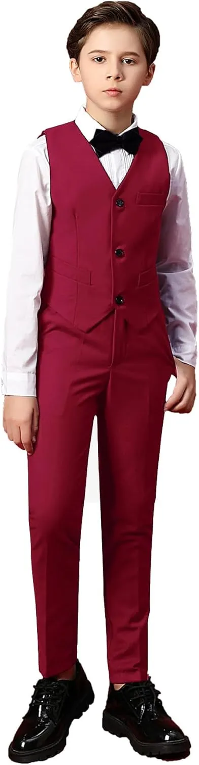 Yanlu Boys Suits Set Vest Pants Dress Shirt and Tie for Toddler Kids Formal Dresswear